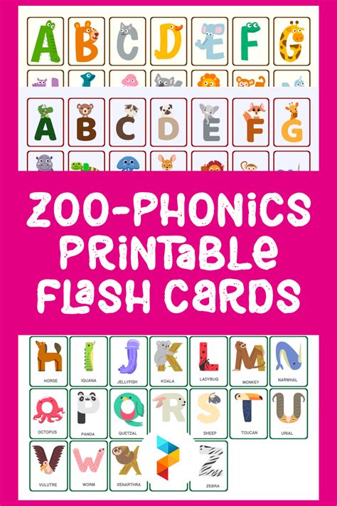 Free Printable Zoo Phonics Alphabet Cards